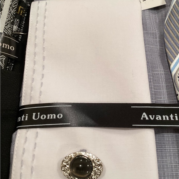 Avanti Uomo French Cuff Men's Black and Gray Dress Shirts with Ties(2) - Picture 9 of 16